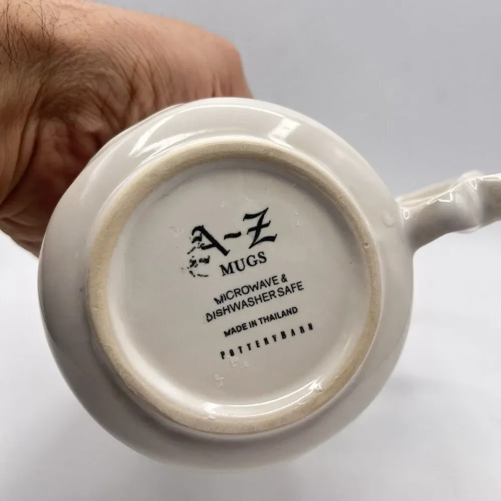 Pottery Barn A-Z Alphabet Mug Embossed Texture 